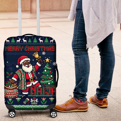 Nigeria Christmas Naija Santa Luggage Cover Zuma Rock Eagle Ugly Xmas Pixel Art