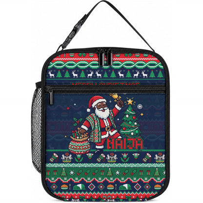 Nigeria Christmas Naija Santa Lunch Bag Zuma Rock Eagle Ugly Xmas Pixel Art