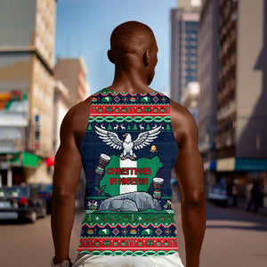 Nigeria Christmas Naija Santa Men Tank Top Zuma Rock Eagle Ugly Xmas Pixel Art