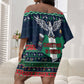 Nigeria Christmas Naija Santa Off Shoulder Short Dress Zuma Rock Eagle Ugly Xmas Pixel Art
