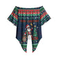 Nigeria Christmas Naija Santa Off Shoulder Wrap Waist Top Zuma Rock Eagle Ugly Xmas Pixel Art