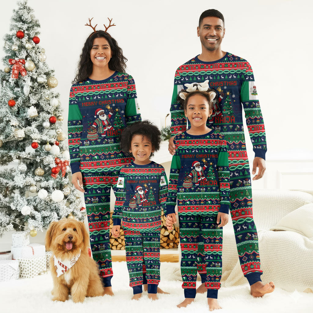 Nigeria Christmas Naija Santa Christmas Pajama Set Zuma Rock Eagle Ugly Xmas Pixel Art