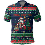 Nigeria Christmas Naija Santa Polo Shirt Zuma Rock Eagle Ugly Xmas Pixel Art