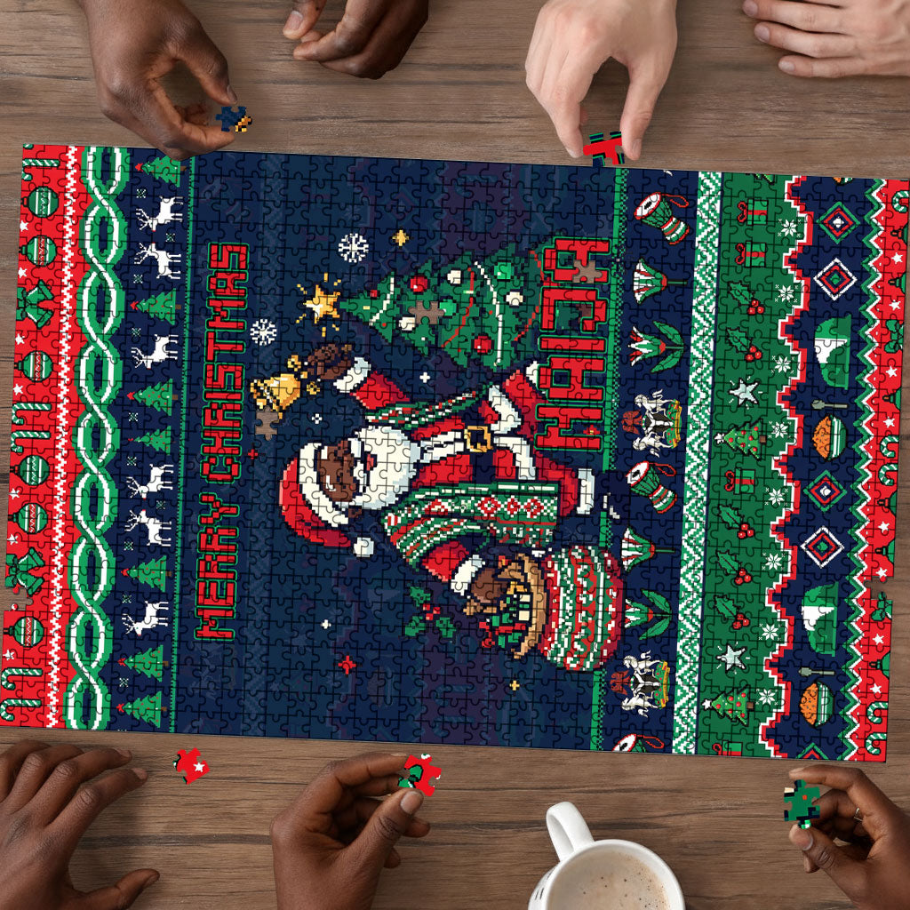 Nigeria Christmas Naija Santa Puzzle Zuma Rock Eagle Ugly Xmas Pixel Art