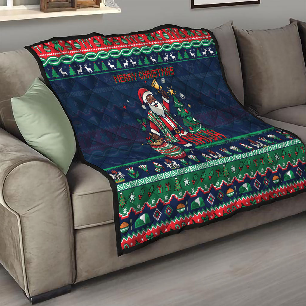 Nigeria Christmas Naija Santa Quilt Zuma Rock Eagle Ugly Xmas Pixel Art
