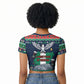 Nigeria Christmas Naija Santa Raglan Cropped T shirt Zuma Rock Eagle Ugly Xmas Pixel Art