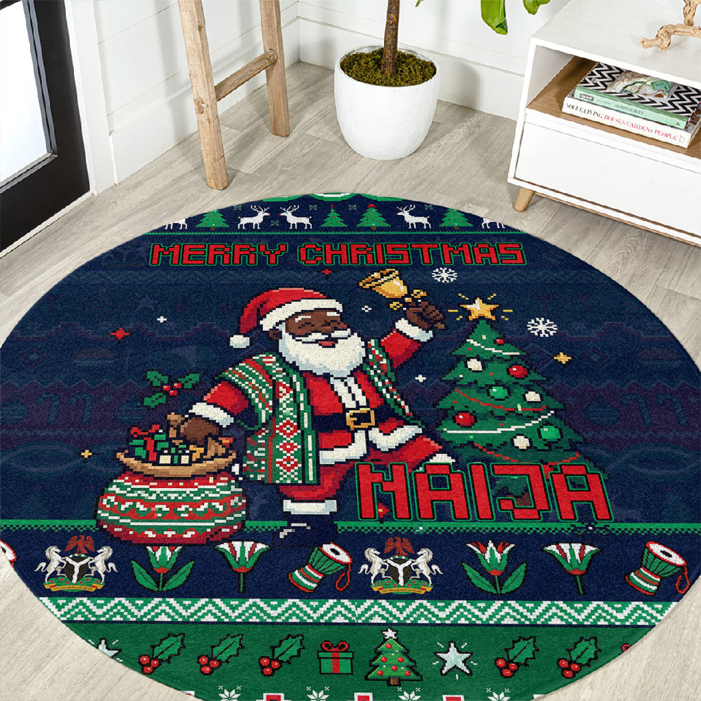 Nigeria Christmas Naija Santa Round Carpet Zuma Rock Eagle Ugly Xmas Pixel Art