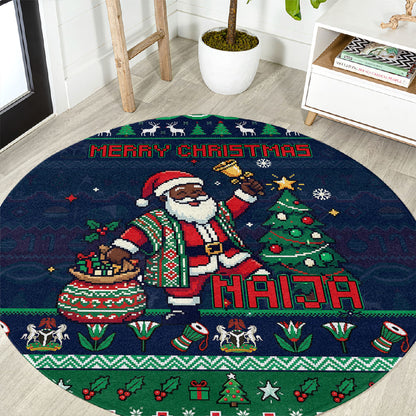 Nigeria Christmas Naija Santa Round Carpet Zuma Rock Eagle Ugly Xmas Pixel Art