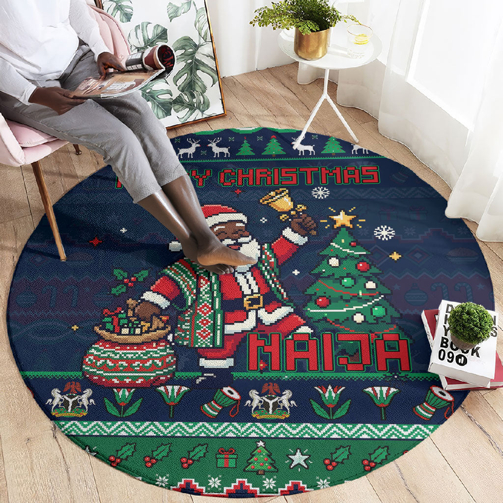 Nigeria Christmas Naija Santa Round Carpet Zuma Rock Eagle Ugly Xmas Pixel Art