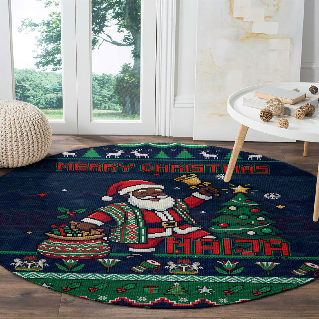 Nigeria Christmas Naija Santa Round Carpet Zuma Rock Eagle Ugly Xmas Pixel Art