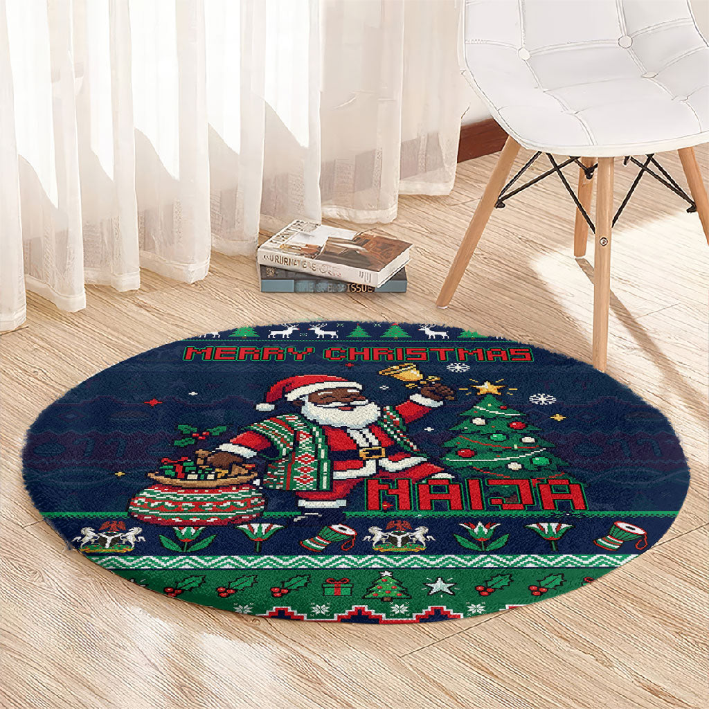 Nigeria Christmas Naija Santa Round Carpet Zuma Rock Eagle Ugly Xmas Pixel Art