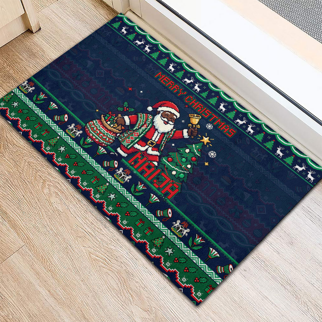 Nigeria Christmas Naija Santa Rubber Doormat Zuma Rock Eagle Ugly Xmas Pixel Art