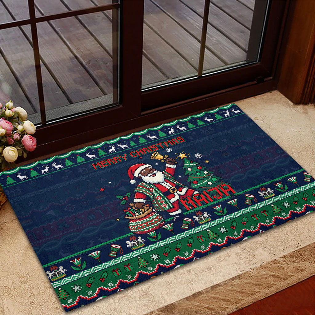Nigeria Christmas Naija Santa Rubber Doormat Zuma Rock Eagle Ugly Xmas Pixel Art