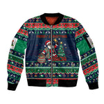 Nigeria Christmas Naija Santa Sleeve Zip Bomber Jacket Zuma Rock Eagle Ugly Xmas Pixel Art