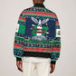 Nigeria Christmas Naija Santa Sleeve Zip Bomber Jacket Zuma Rock Eagle Ugly Xmas Pixel Art