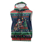 Nigeria Christmas Naija Santa Sleeveless Zip Hoodie Zuma Rock Eagle Ugly Xmas Pixel Art