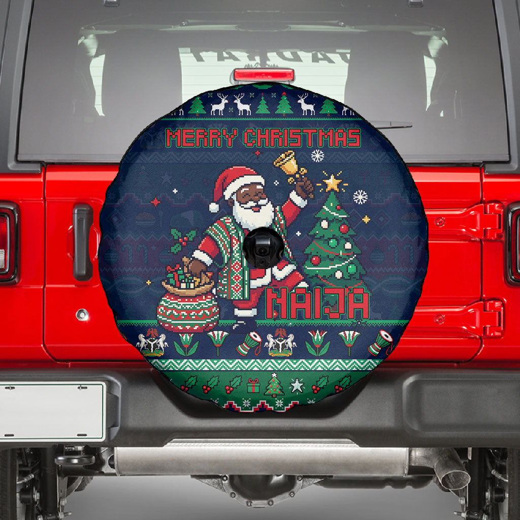 Nigeria Christmas Naija Santa Spare Tire Cover Zuma Rock Eagle Ugly Xmas Pixel Art