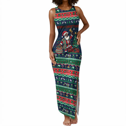 Nigeria Christmas Naija Santa Tank Maxi Dress Zuma Rock Eagle Ugly Xmas Pixel Art