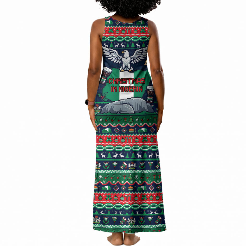 Nigeria Christmas Naija Santa Tank Maxi Dress Zuma Rock Eagle Ugly Xmas Pixel Art