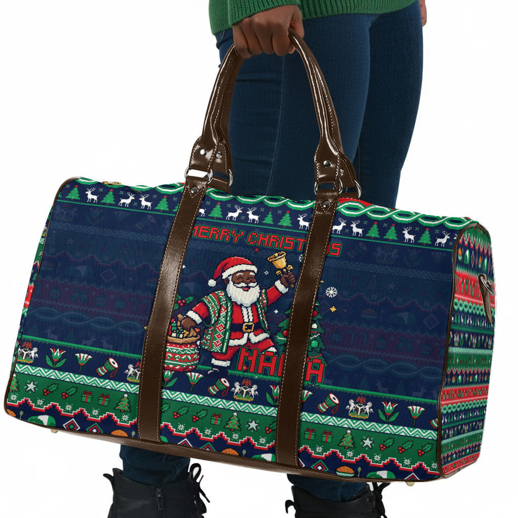 Nigeria Christmas Naija Santa Travel Bag Zuma Rock Eagle Ugly Xmas Pixel Art