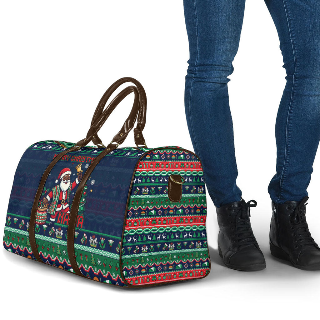 Nigeria Christmas Naija Santa Travel Bag Zuma Rock Eagle Ugly Xmas Pixel Art