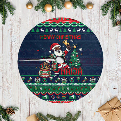 Nigeria Christmas Naija Santa Tree Skirt Zuma Rock Eagle Ugly Xmas Pixel Art