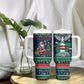 Nigeria Christmas Naija Santa Tumbler With Handle Zuma Rock Eagle Ugly Xmas Pixel Art