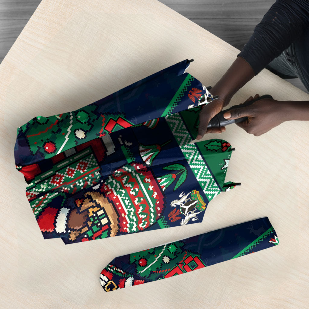 Nigeria Christmas Naija Santa Umbrella Zuma Rock Eagle Ugly Xmas Pixel Art