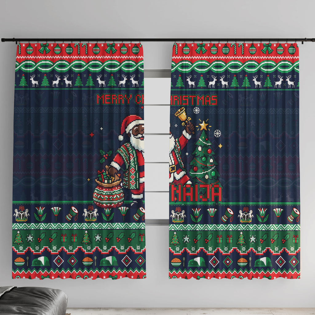 Nigeria Christmas Naija Santa Window Curtain Zuma Rock Eagle Ugly Xmas Pixel Art
