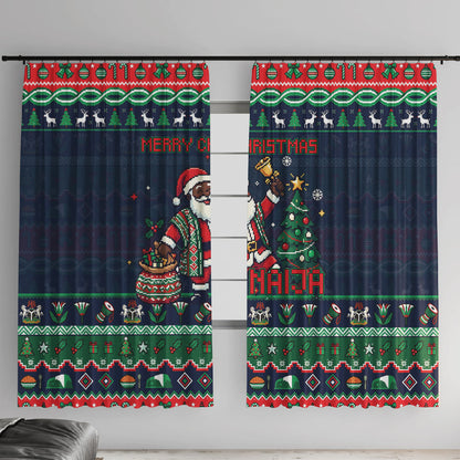 Nigeria Christmas Naija Santa Window Curtain Zuma Rock Eagle Ugly Xmas Pixel Art