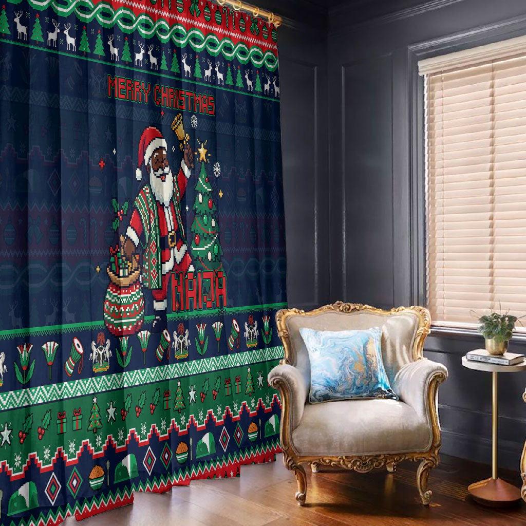 Nigeria Christmas Naija Santa Window Curtain Zuma Rock Eagle Ugly Xmas Pixel Art