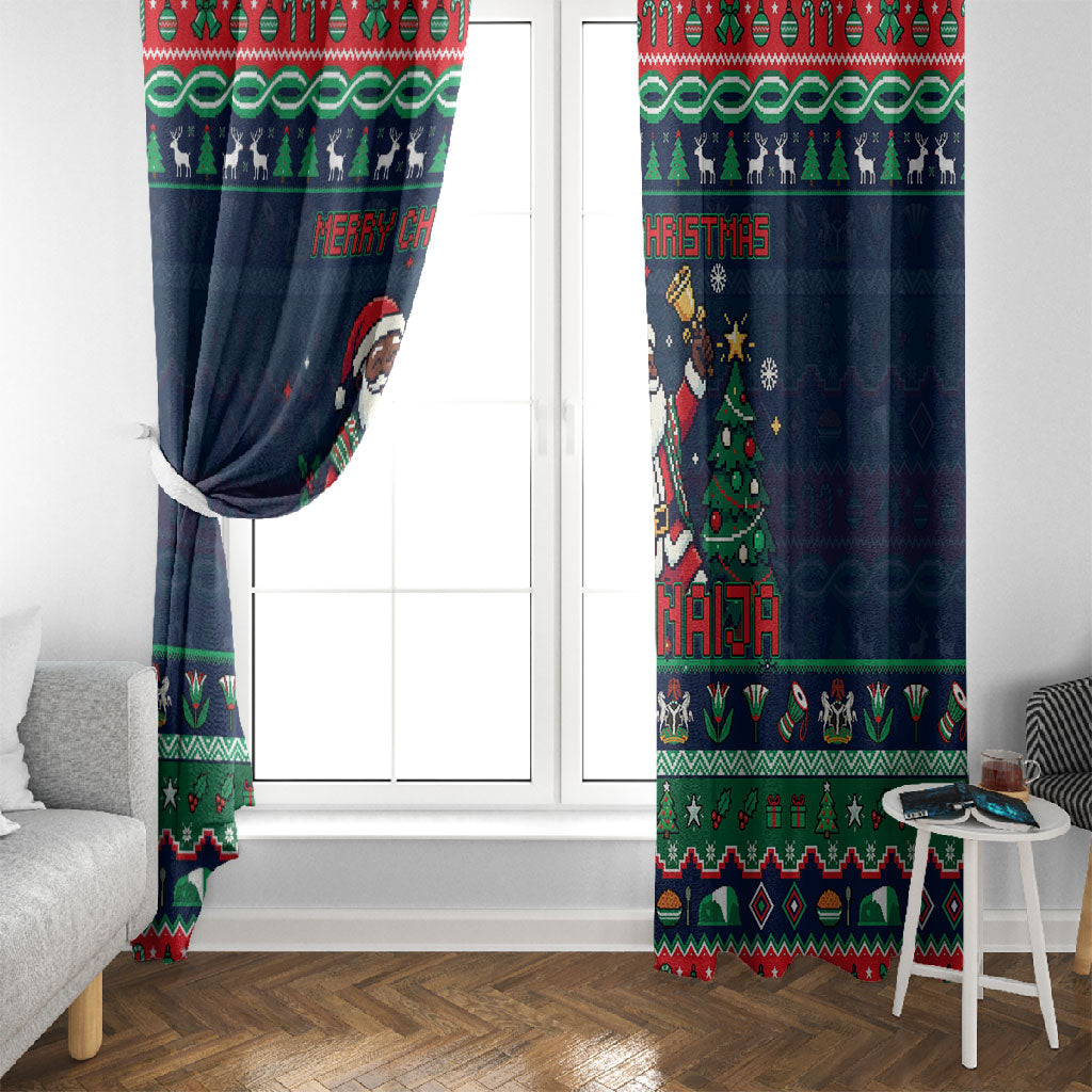 Nigeria Christmas Naija Santa Window Curtain Zuma Rock Eagle Ugly Xmas Pixel Art