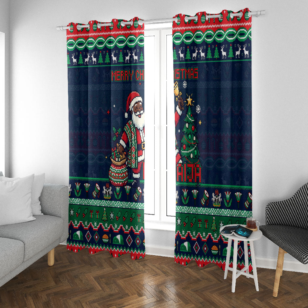 Nigeria Christmas Naija Santa Window Curtain Zuma Rock Eagle Ugly Xmas Pixel Art