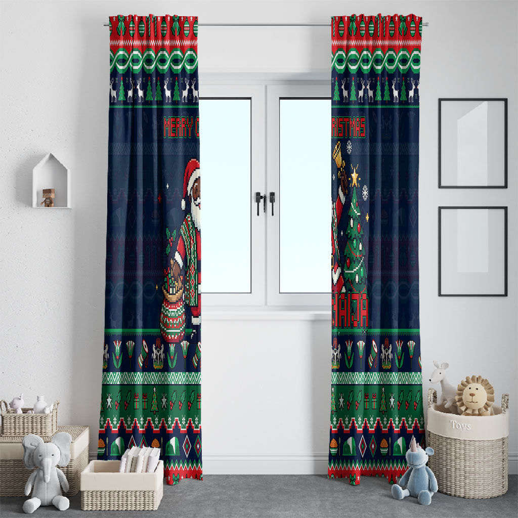 Nigeria Christmas Naija Santa Window Curtain Zuma Rock Eagle Ugly Xmas Pixel Art