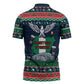 Nigeria Christmas Naija Santa Zipper Polo Shirt Zuma Rock Eagle Ugly Xmas Pixel Art