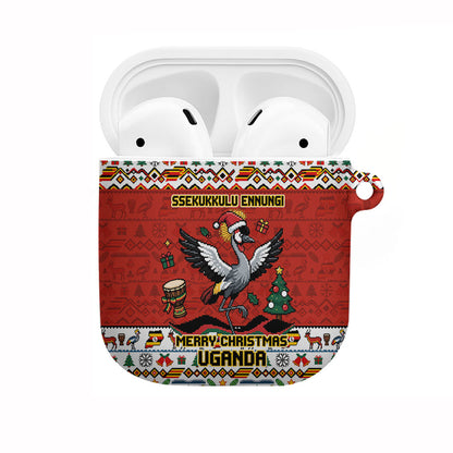 Uganda Christmas Crested Crane AirPods Case Ugandan Kob - Map Flag - Ssekukkulu Ennungi - Ugly Pixel Art