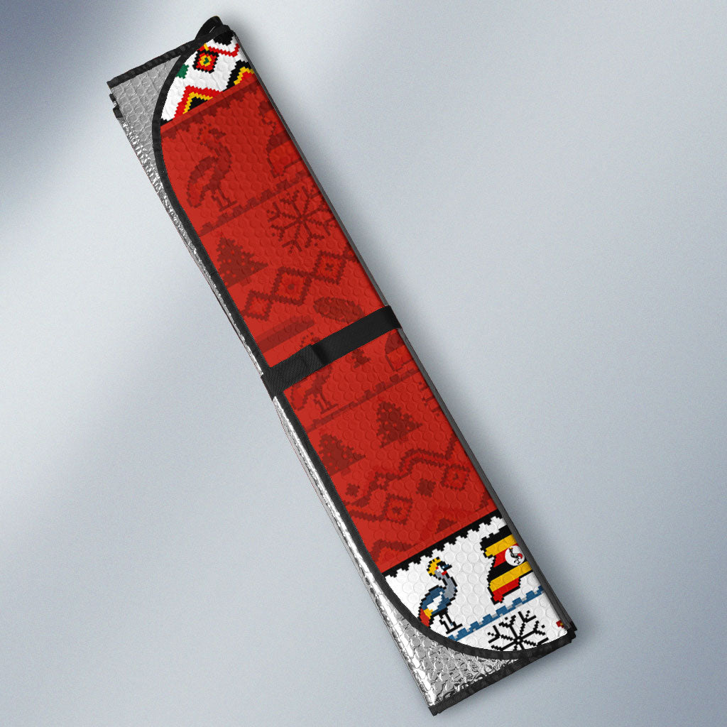 Uganda Christmas Crested Crane Auto Sun Shade Ugandan Kob - Map Flag - Ssekukkulu Ennungi - Ugly Pixel Art