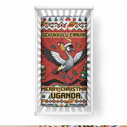 Uganda Christmas Crested Crane Baby Bed Cover Ugandan Kob - Map Flag - Ssekukkulu Ennungi - Ugly Pixel Art