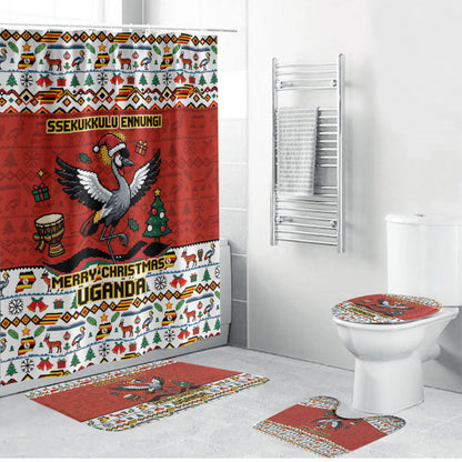 Uganda Christmas Crested Crane Bathroom Set Ugandan Kob - Map Flag - Ssekukkulu Ennungi - Ugly Pixel Art