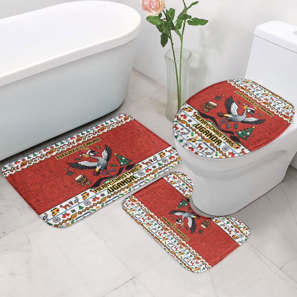 Uganda Christmas Crested Crane Bathroom Set Ugandan Kob - Map Flag - Ssekukkulu Ennungi - Ugly Pixel Art