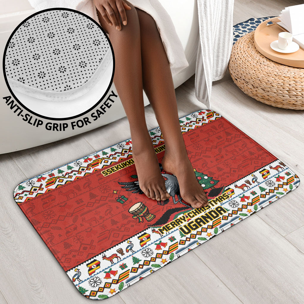 Uganda Christmas Crested Crane Bathroom Set Ugandan Kob - Map Flag - Ssekukkulu Ennungi - Ugly Pixel Art