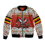 Uganda Christmas Crested Crane Bomber Jacket Ugandan Kob - Map Flag - Ssekukkulu Ennungi - Ugly Pixel Art