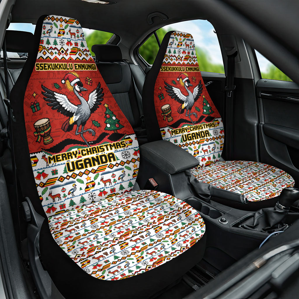 Uganda Christmas Crested Crane Car Seat Cover Ugandan Kob - Map Flag - Ssekukkulu Ennungi - Ugly Pixel Art