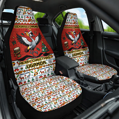 Uganda Christmas Crested Crane Car Seat Cover Ugandan Kob - Map Flag - Ssekukkulu Ennungi - Ugly Pixel Art