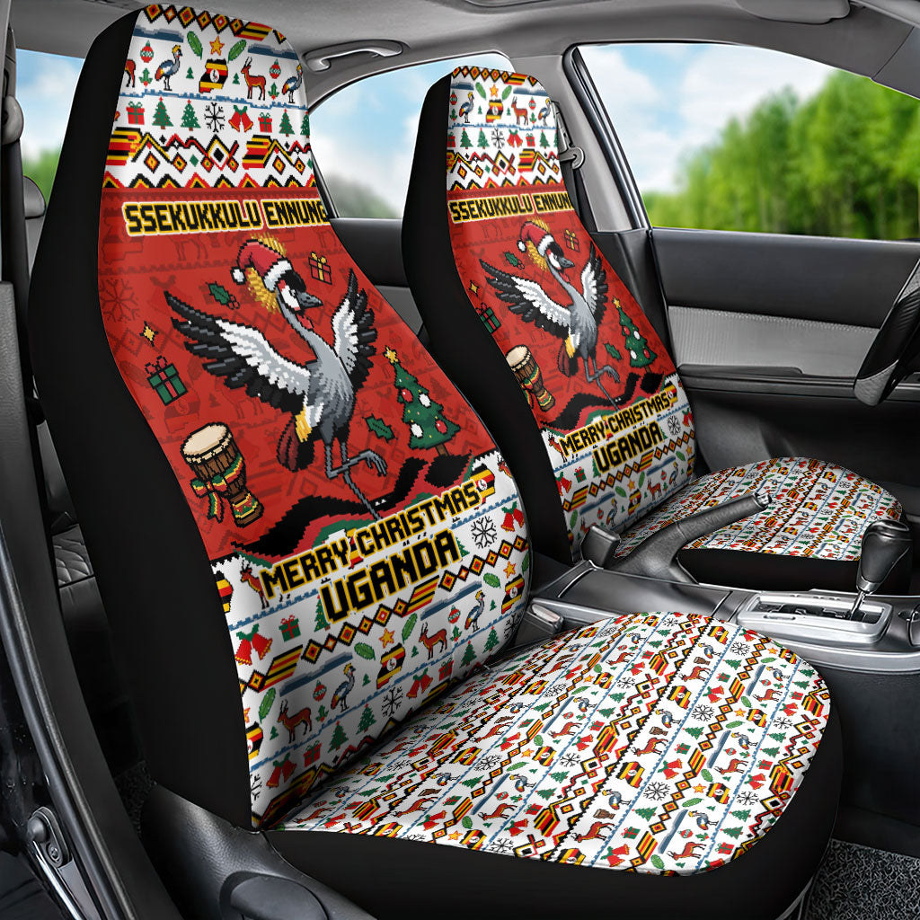 Uganda Christmas Crested Crane Car Seat Cover Ugandan Kob - Map Flag - Ssekukkulu Ennungi - Ugly Pixel Art