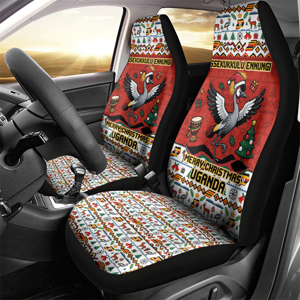 Uganda Christmas Crested Crane Car Seat Cover Ugandan Kob - Map Flag - Ssekukkulu Ennungi - Ugly Pixel Art