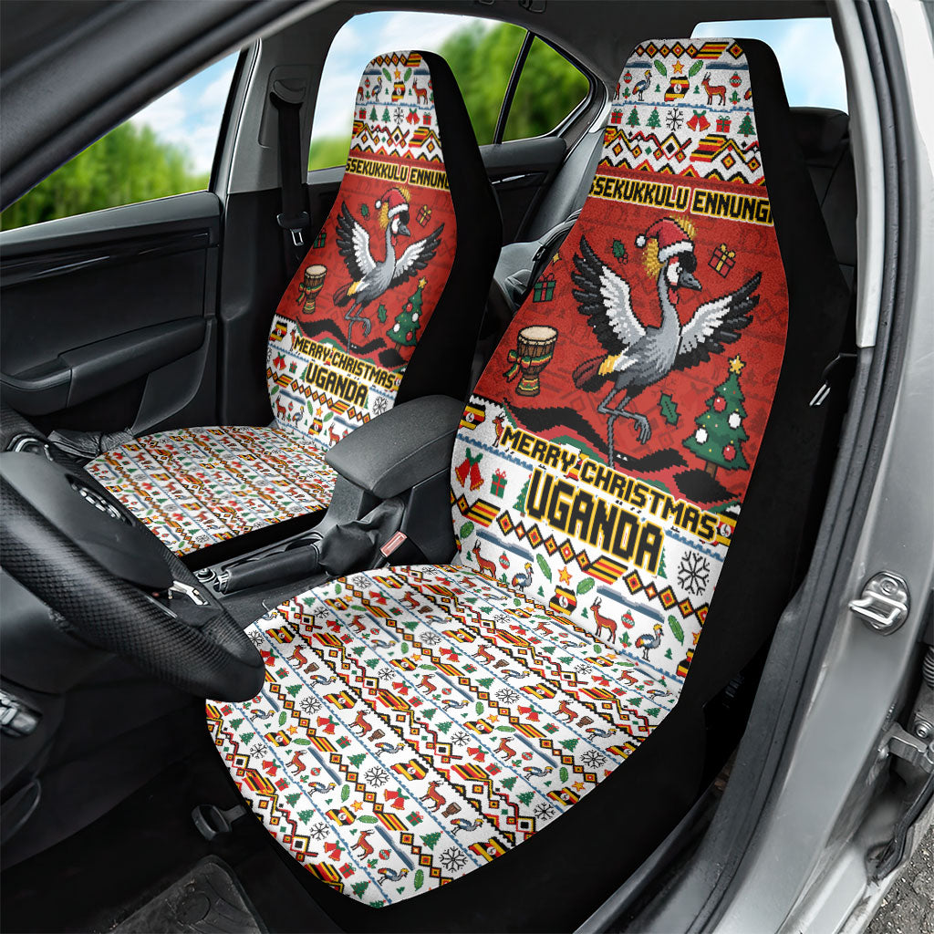 Uganda Christmas Crested Crane Car Seat Cover Ugandan Kob - Map Flag - Ssekukkulu Ennungi - Ugly Pixel Art