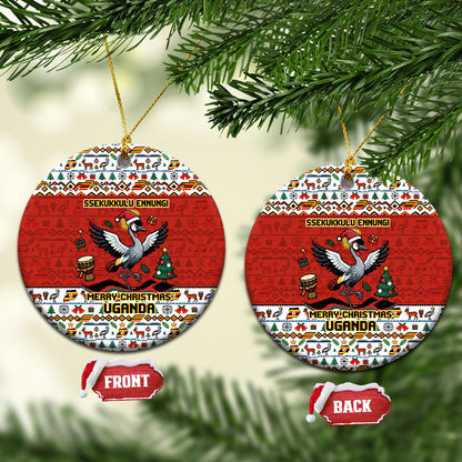 Uganda Christmas Crested Crane Ceramic Ornament Ugandan Kob - Map Flag - Ssekukkulu Ennungi - Ugly Pixel Art