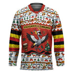 Uganda Christmas Crested Crane Hockey Jersey Ugandan Kob - Map Flag - Ssekukkulu Ennungi - Ugly Pixel Art