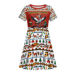 Uganda Christmas Crested Crane Kid Short Sleeve Dress Ugandan Kob - Map Flag - Ssekukkulu Ennungi - Ugly Pixel Art